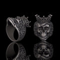 Gothic Snake Entwined Crown Skull Sterling Silver Ring
