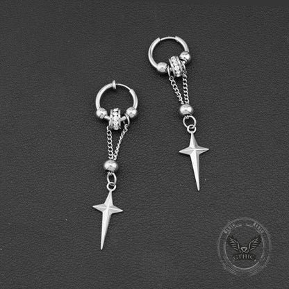 Gothic Star Tassel Chain Stainless Steel Drop Earrings