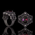 Gothic Sunflower Pattern Gemstone Sterling Silver Ring