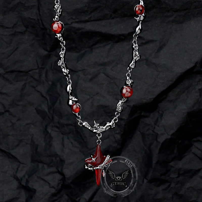 Gothic Thorns Four-pointed Star Alloy Necklace
