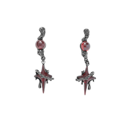Gothic Thorns Four-pointed Star Alloy Stud Earrings