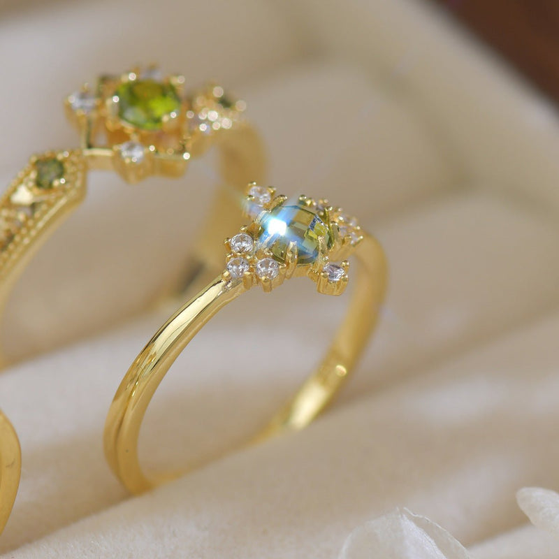 Peridot Baroque Ring Set