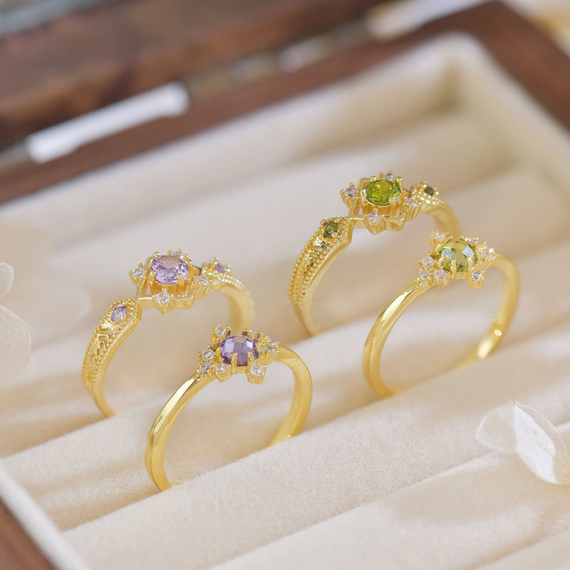 Peridot Baroque Ring Set