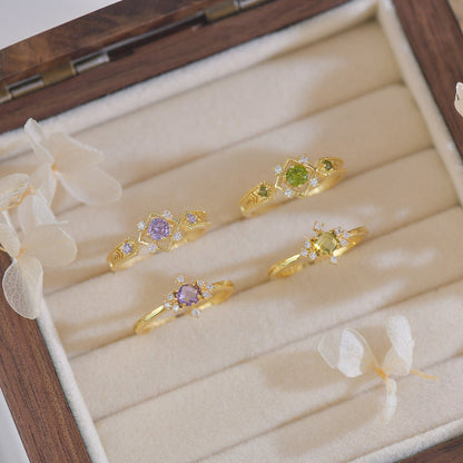 Peridot Baroque Ring Set