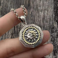 Eye of Providence Sterling Silver Sun God Pendant