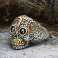 Cross Sugar Skull Ring
