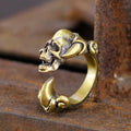 Dark Gothic Paw Brass Skull Ring