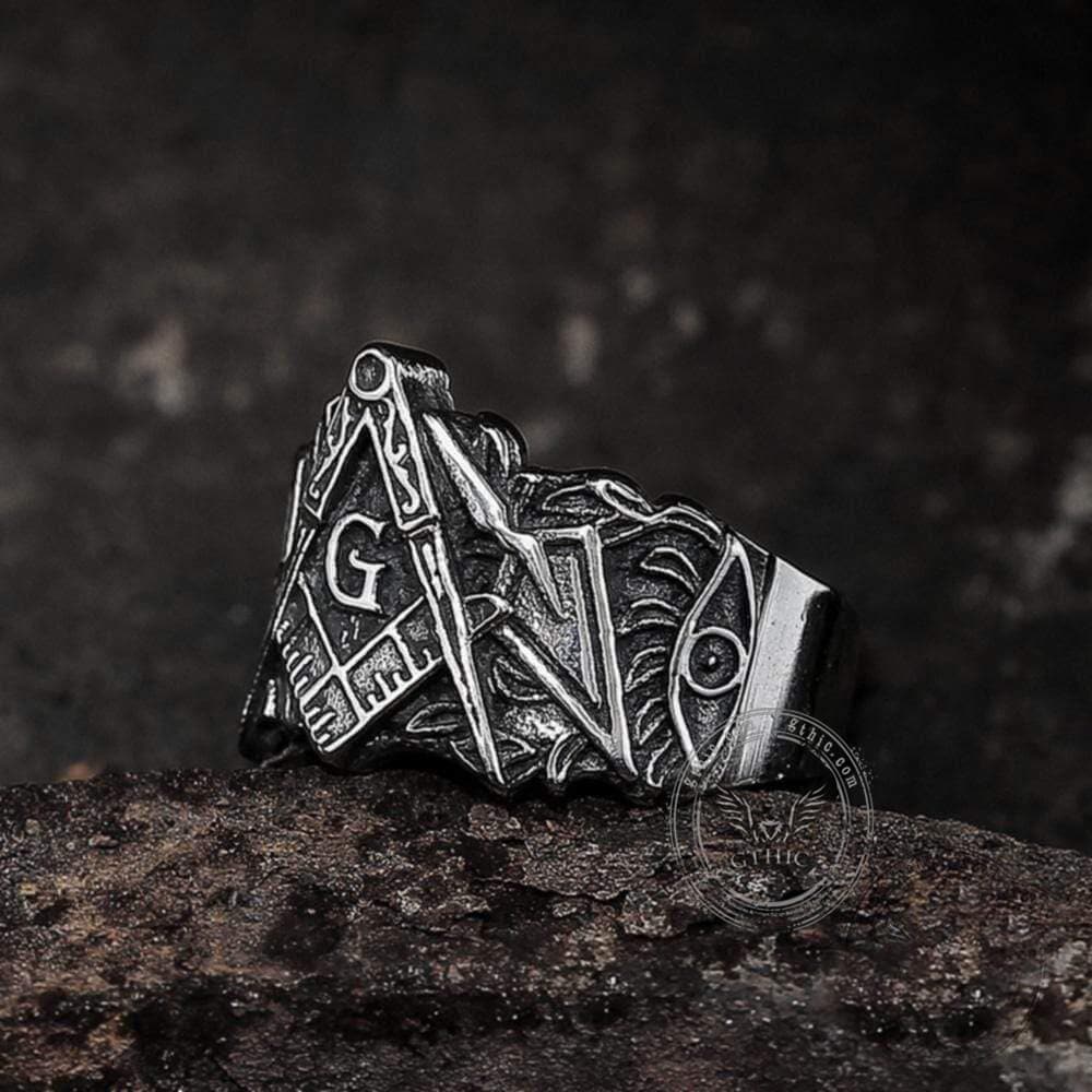 Classic Masonic Symbol Stainless Steel Freemason Ring