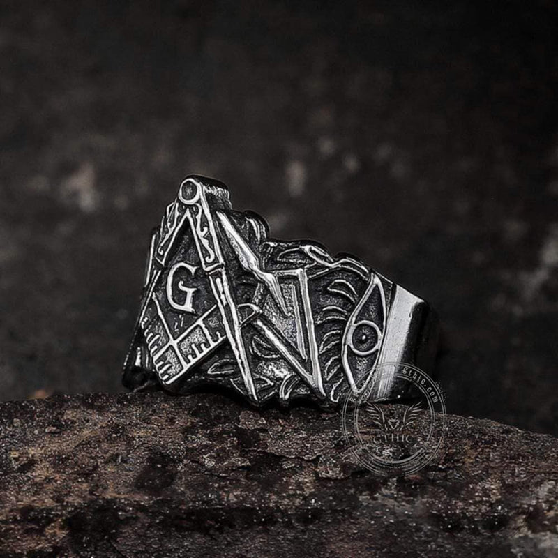 Classic Masonic Symbol Stainless Steel Freemason Ring