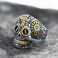Cross Stainless Steel Sugar Skull Ring