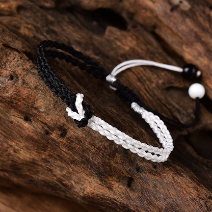 Handmade Black White Rope Braided Red String Bracelet for Protection