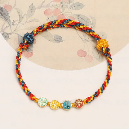 Handmade Dunhuang Color Thread Peace & Joy Protection Bracelet