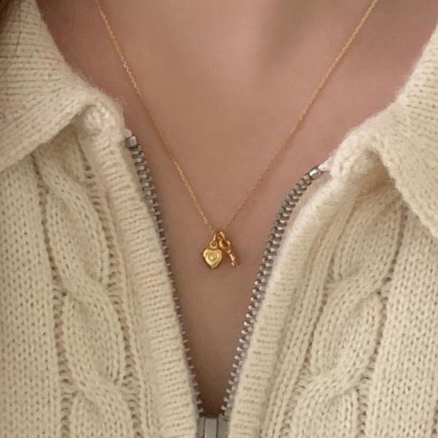 Heart Lock Necklace in Gold