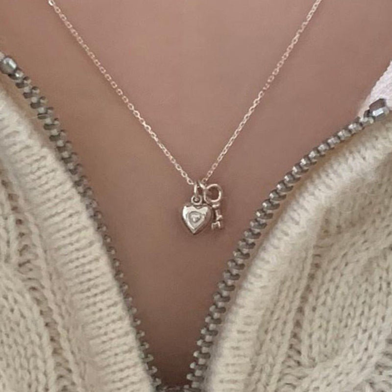 Heart Lock Necklace in Silver