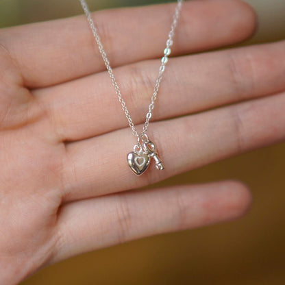Heart Lock Necklace in Silver