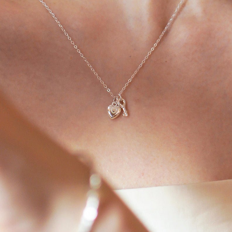 Heart Lock Necklace in Silver