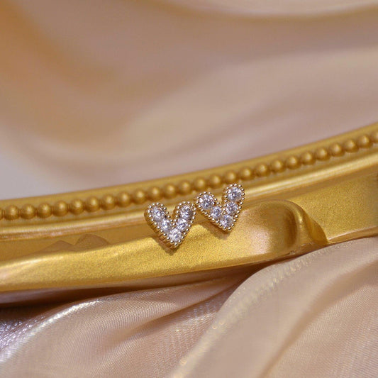 Diamond Heart Stud Earrings