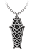 Hex Coffin Pendant With Pentagram and Triple Moon Design