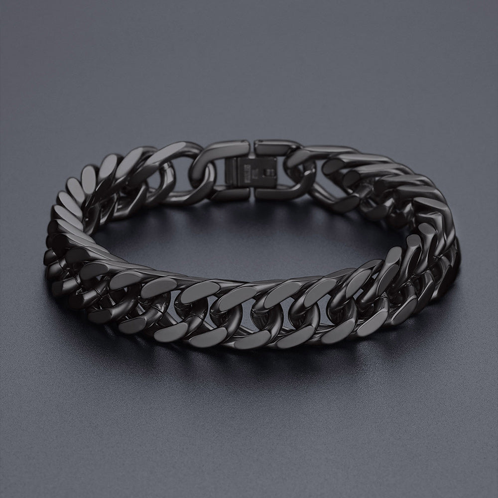 Cuban Link Chain Bracelets Set for Couple, 8/12mm Width