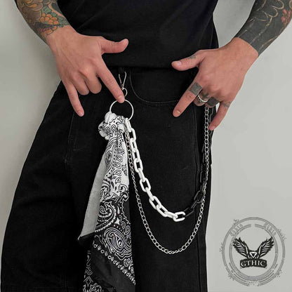 Hip Hop Cashew Flower Square Scarf Alloy Pants Chain