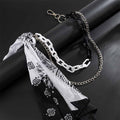 Hip Hop Cashew Flower Square Scarf Alloy Pants Chain