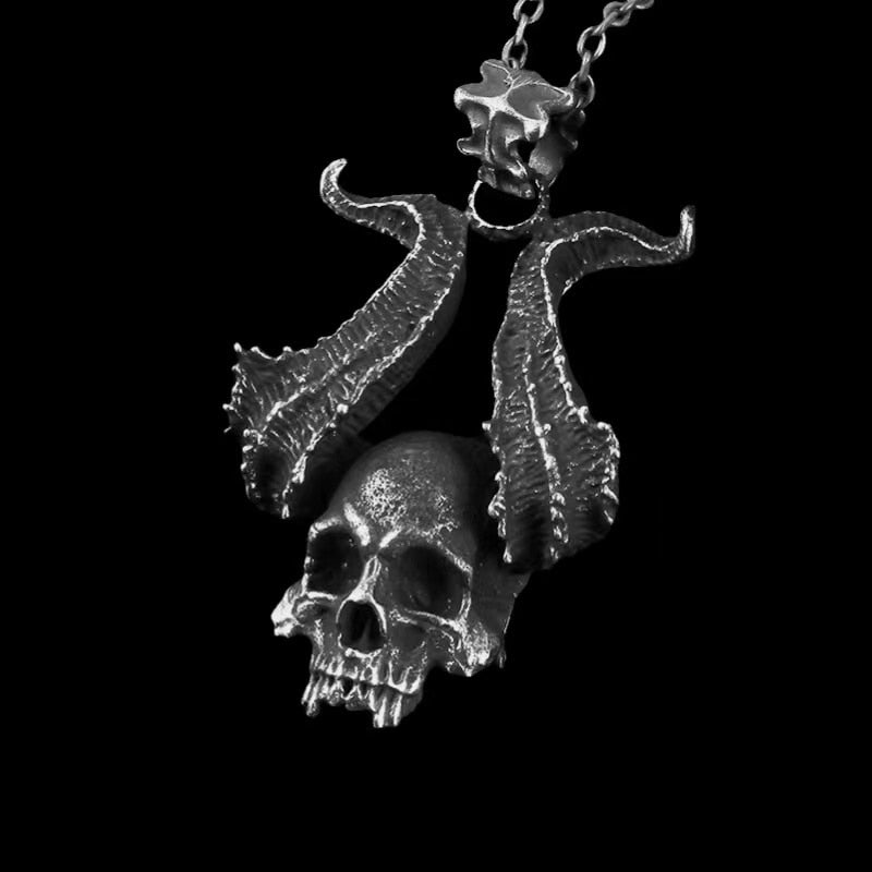 Horned Satan Devil Skull Pendant