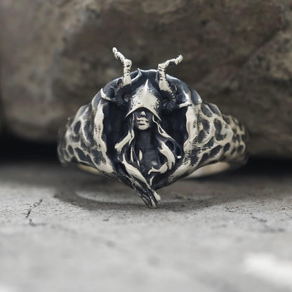 Horned Armor Witch Sterling Silver Ring