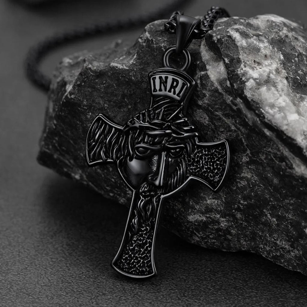 Flash Christian Christ Jesus Face Crucifix Cross Pendant Necklace