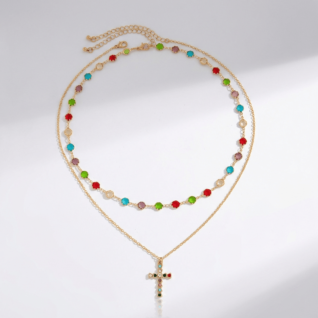 Colorful Cross Pendant Necklace