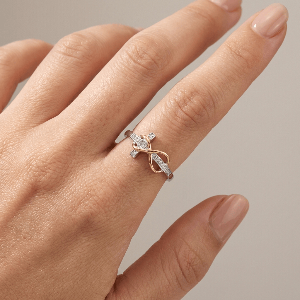 Silver & Gold Plated Cross Ring