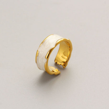Rielle Marbled Enamel Adjustable Gold Ring