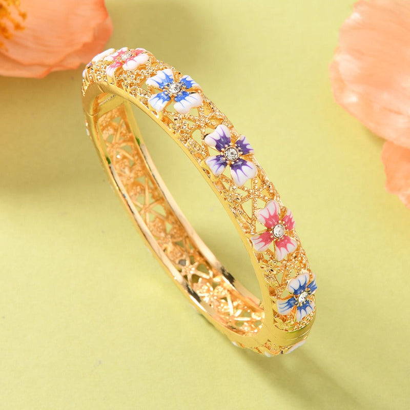 Nyra Inspired Enamel Gold Bangle
