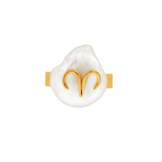 Zodiac Sign Pearl Adjustable Ring
