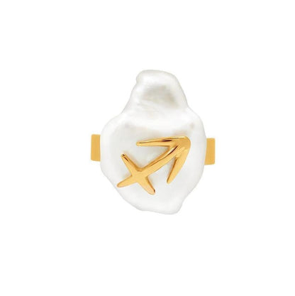 Zodiac Sign Pearl Adjustable Ring