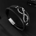 Infinity Ouroboros Stainless Steel Leather Bracelet