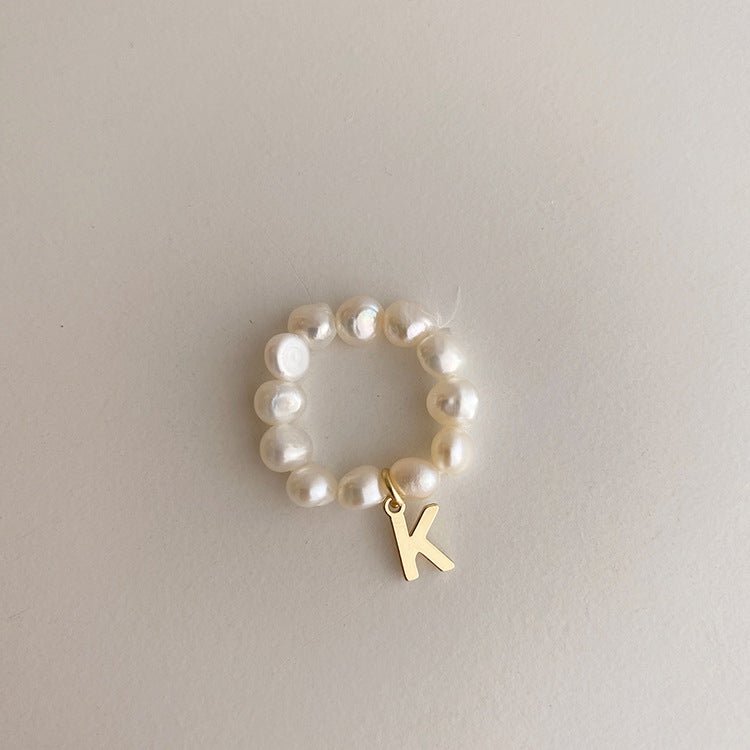 [] Pearl Initial Ring