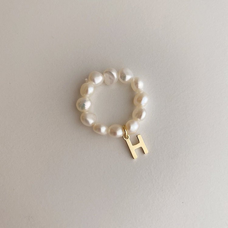 [] Pearl Initial Ring