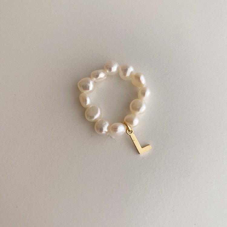 [] Pearl Initial Ring