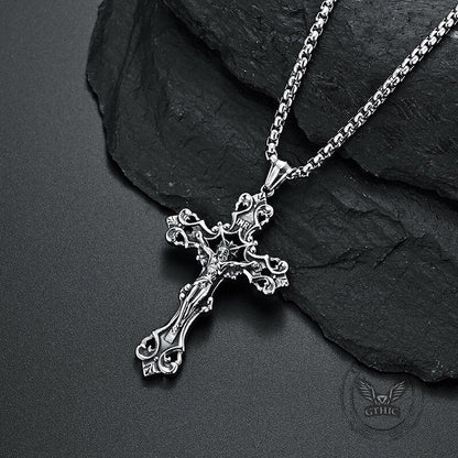 Inri Budded Cross Stainless Steel Pendant