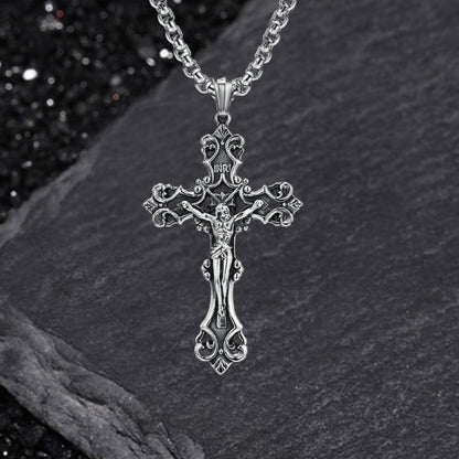 Inri Budded Cross Stainless Steel Pendant