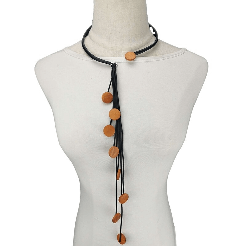 Interesting Tassel Long Rubber Necklaces / Handmade Original Wood Female Accessories