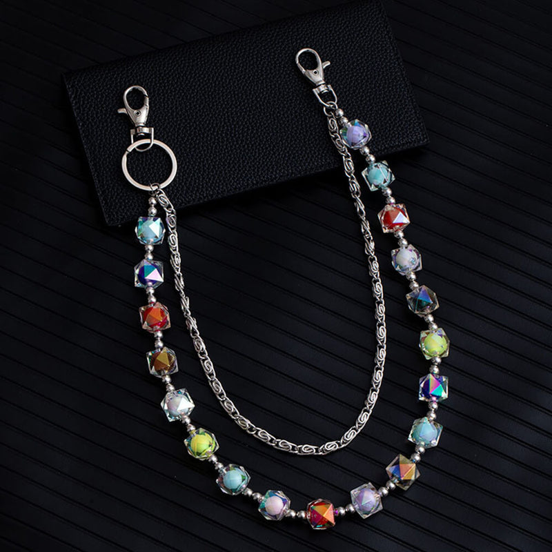 Iridescent Beaded Double-layer Hip-hop Alloy Pants Chain