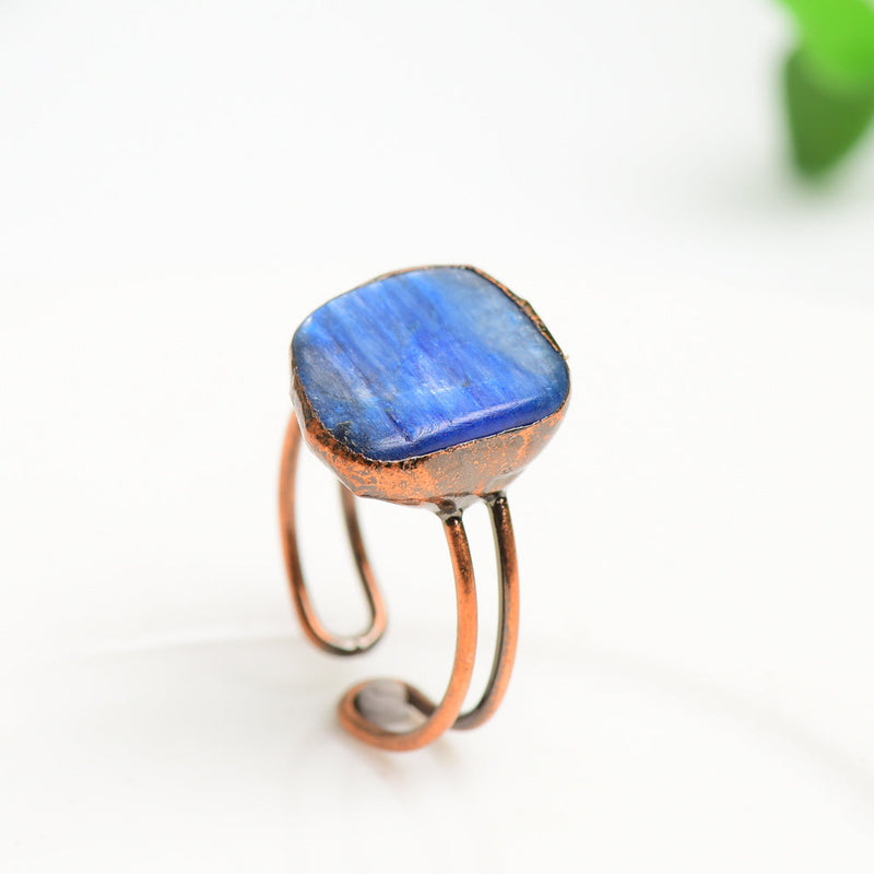 Kyanite Crystal Spiritual Ring With Polished Copper Band