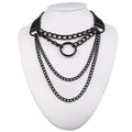 Layered Chain Necklace Jewelry / Gothic O-ring Pendant Necklace for and