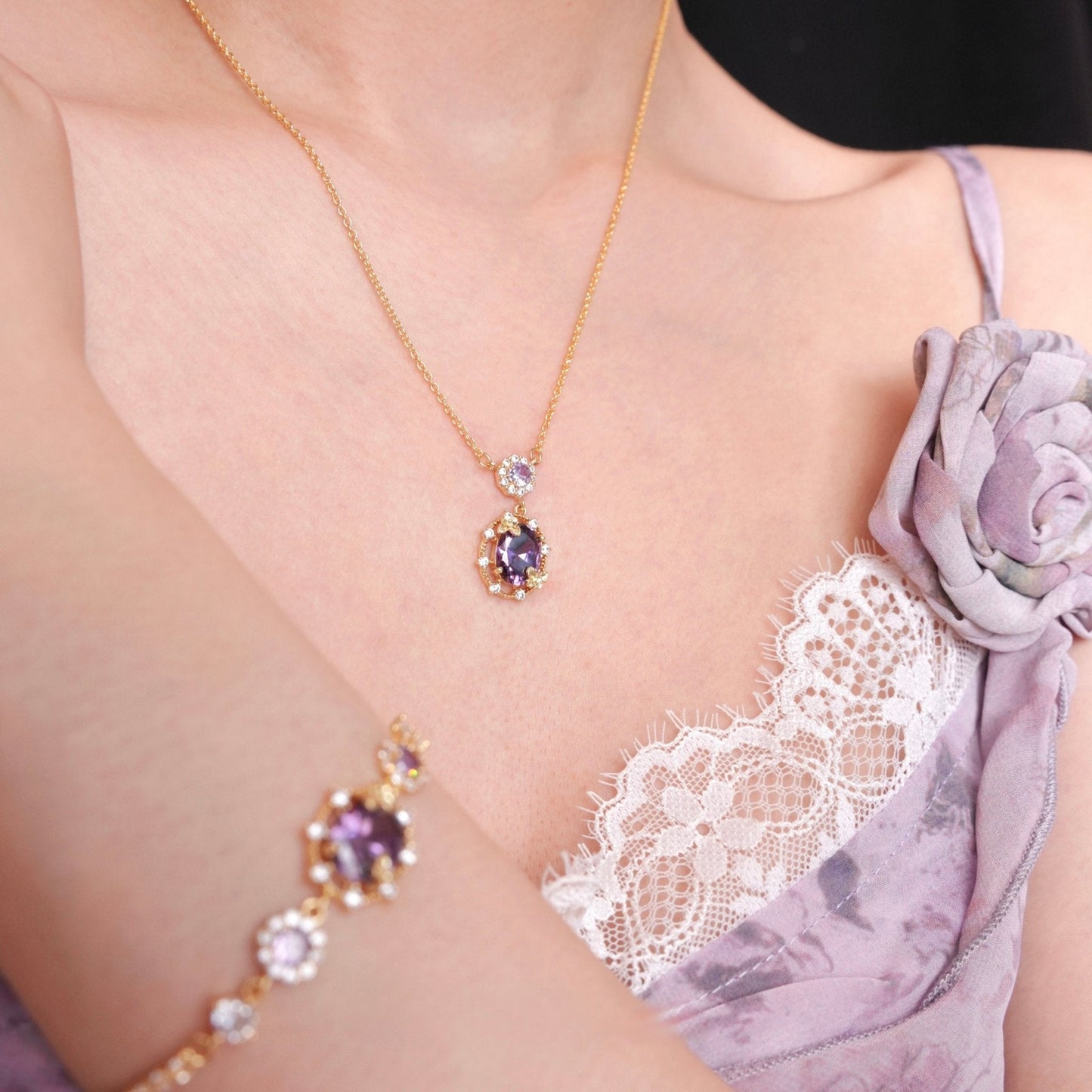 Lilac Butterfly Necklace
