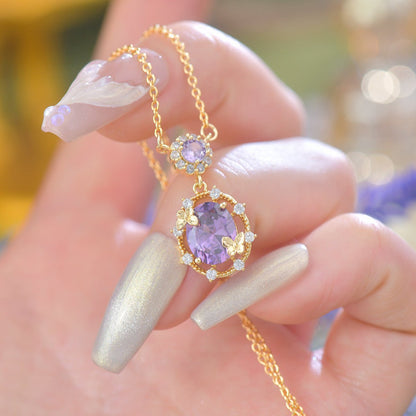 Lilac Butterfly Necklace