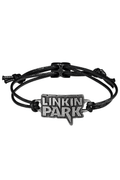 Linkin Park Pewter Logo Bracelet With Black Cord Strap