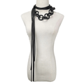 Rubber Long Black Necklaces for / Handmade Female Goth Accessories