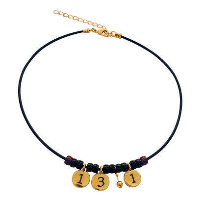 Dragonweave Half Marathon Necklace Gold Plated 13.1 Black Leather Handmade Marathon Necklace