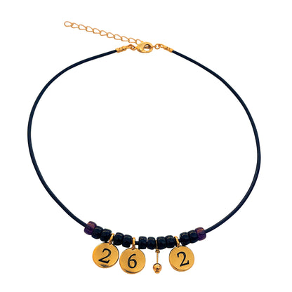 Dragonweave Marathon Necklace Gold Plated 26.2 Black Leather Handmade Marathon Necklace